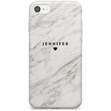 Personalised Light Grey & White Marble Black Impact Phone Case for iPhone SE 8 7 Plus