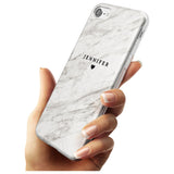 Personalised Light Grey & White Marble Black Impact Phone Case for iPhone SE 8 7 Plus