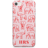 Personalised Red Elephant Outlines on Pink Slim TPU Phone Case for iPhone SE 8 7 Plus