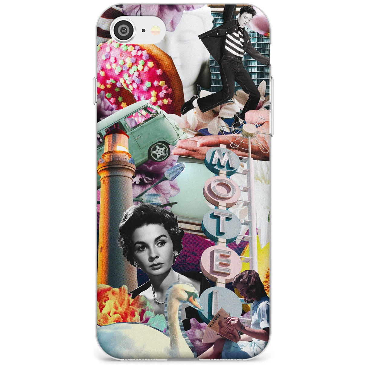 Vintage Collage: Retro Motel Slim TPU Phone Case for iPhone SE 8 7 Plus