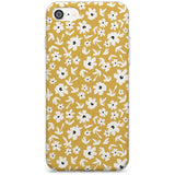 Floral Print on Mustard - Cute Floral Design Black Impact Phone Case for iPhone SE 8 7 Plus