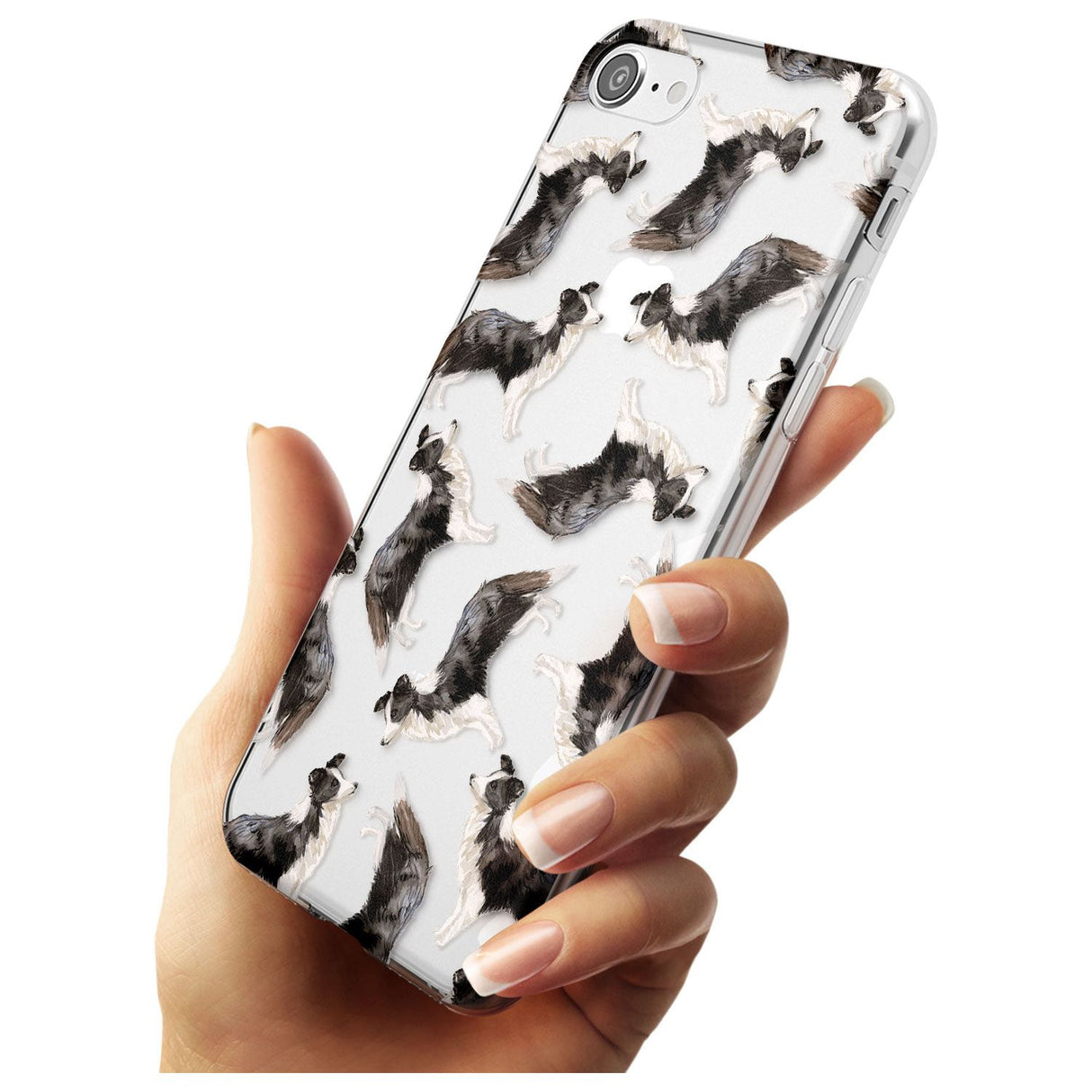 Border Collie Watercolour Dog Pattern Slim TPU Phone Case for iPhone SE 8 7 Plus