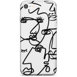 Continuous Line Faces: Black on Clear Black Impact Phone Case for iPhone SE 8 7 Plus