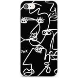 Continuous Line Faces: White on Black Black Impact Phone Case for iPhone SE 8 7 Plus