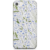 Blue Wild Flower Design Slim TPU Phone Case for iPhone SE 8 7 Plus