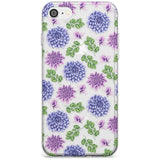 Purple Dahlias Transparent Floral Slim TPU Phone Case for iPhone SE 8 7 Plus