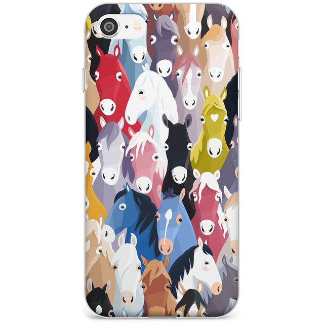 Colourful Horse Pattern Slim TPU Phone Case for iPhone SE 8 7 Plus