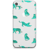 Turquoise Tiger Jungle Cat Pattern Slim TPU Phone Case for iPhone SE 8 7 Plus