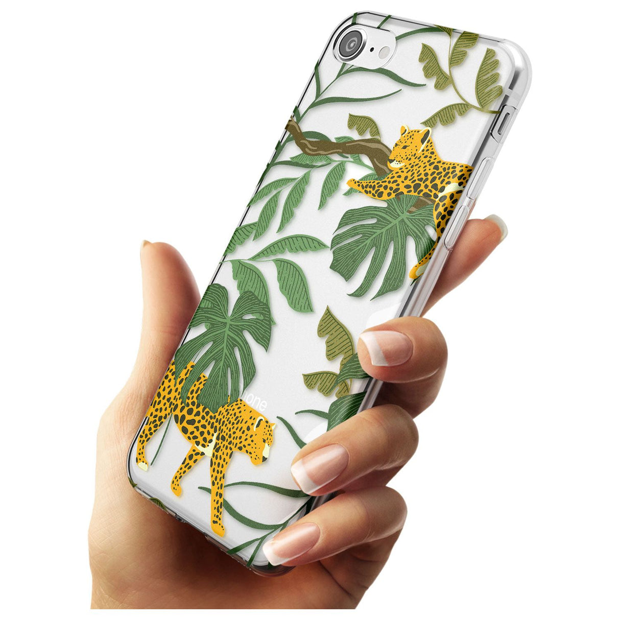 Two Jaguars & Foliage Jungle Cat Pattern Slim TPU Phone Case for iPhone SE 8 7 Plus