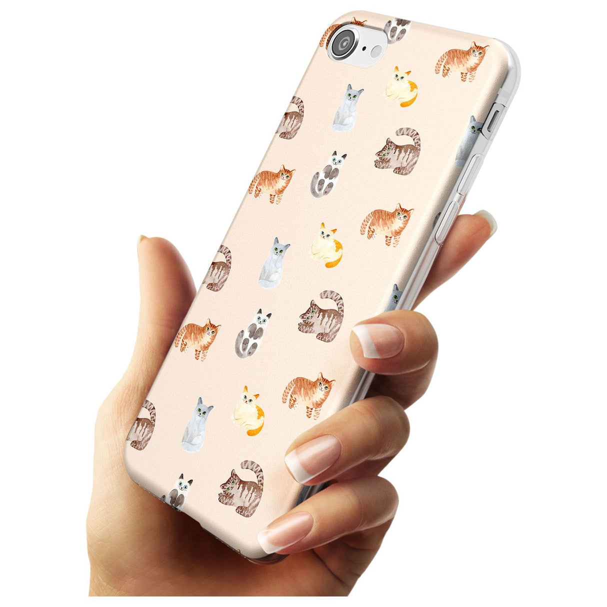 Cute Cat Pattern Black Impact Phone Case for iPhone SE 8 7 Plus