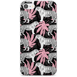 White Tigers on Black Pattern Slim TPU Phone Case for iPhone SE 8 7 Plus