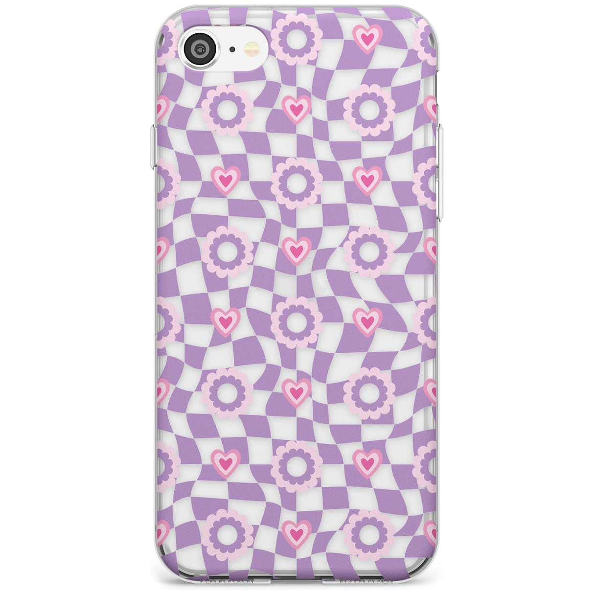 Checkered Love Pattern Slim TPU Phone Case for iPhone SE 8 7 Plus