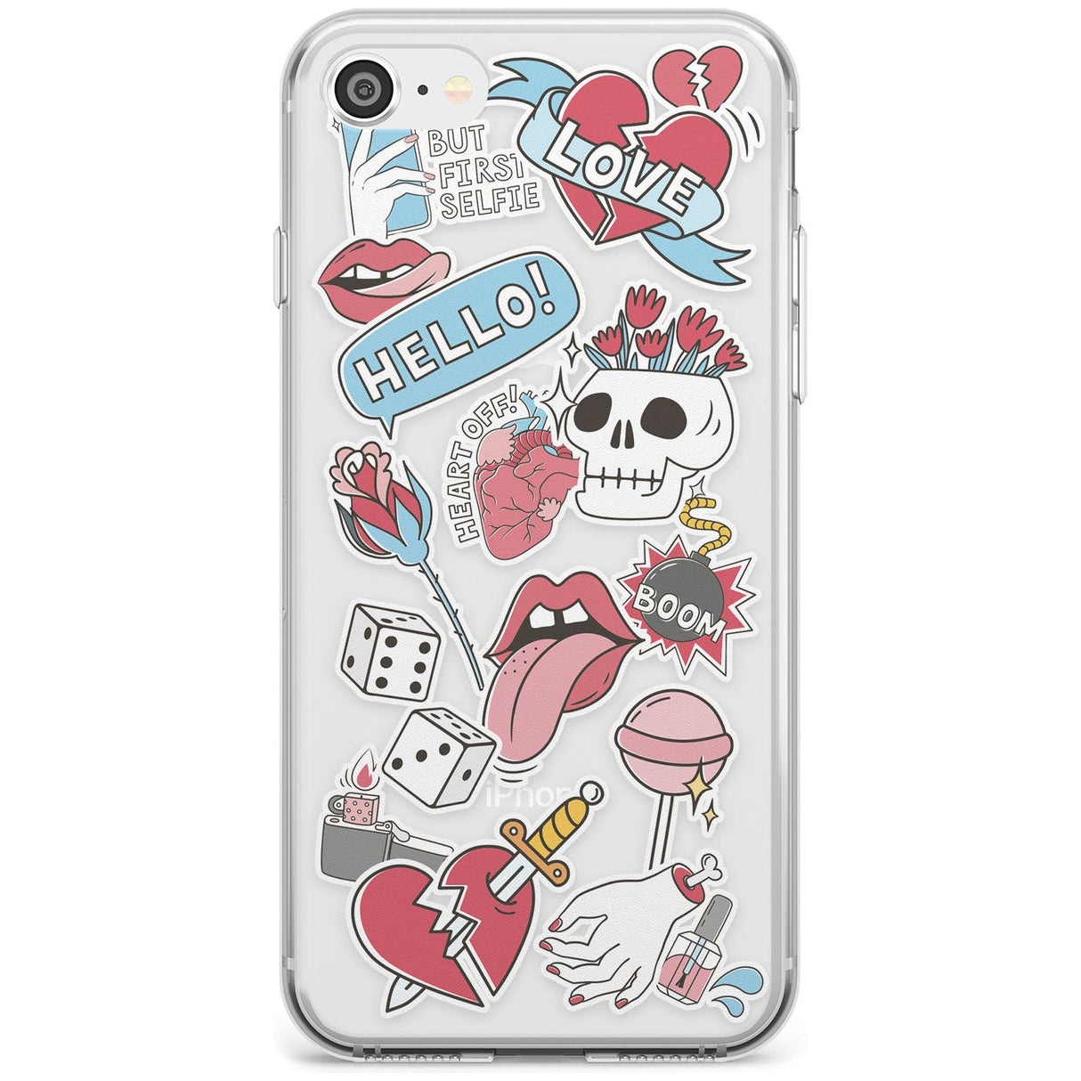 Skull & Flowers Sticker  iPhone Case  Slim Case Phone Case - Case Warehouse