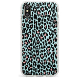 Light Pink on Blue Leopard Print Pattern Impact Phone Case for iPhone X XS Max XR