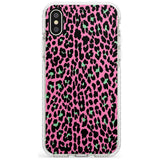 Green on Pink Leopard Print Pattern Impact Phone Case for iPhone X XS Max XR