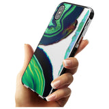 Green & Navy Gemstone Crystal Clear Design Black Impact Phone Case for iPhone X XS Max XR