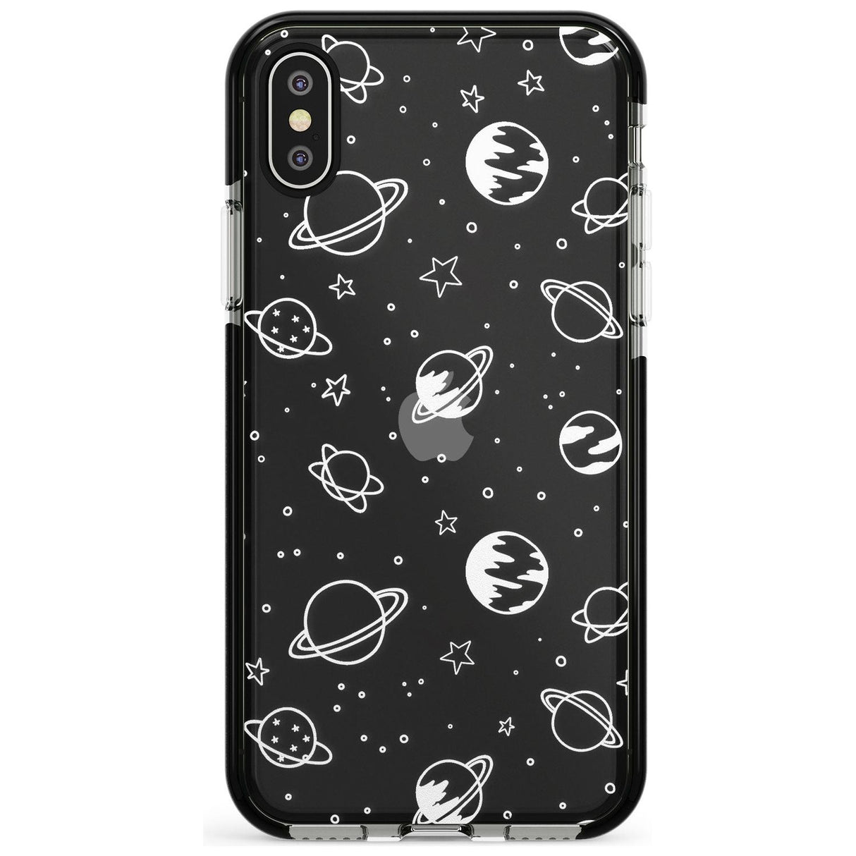 Outer Space Outlines: White on Clear Pink Fade Impact Phone Case for iPhone X XS Max XR