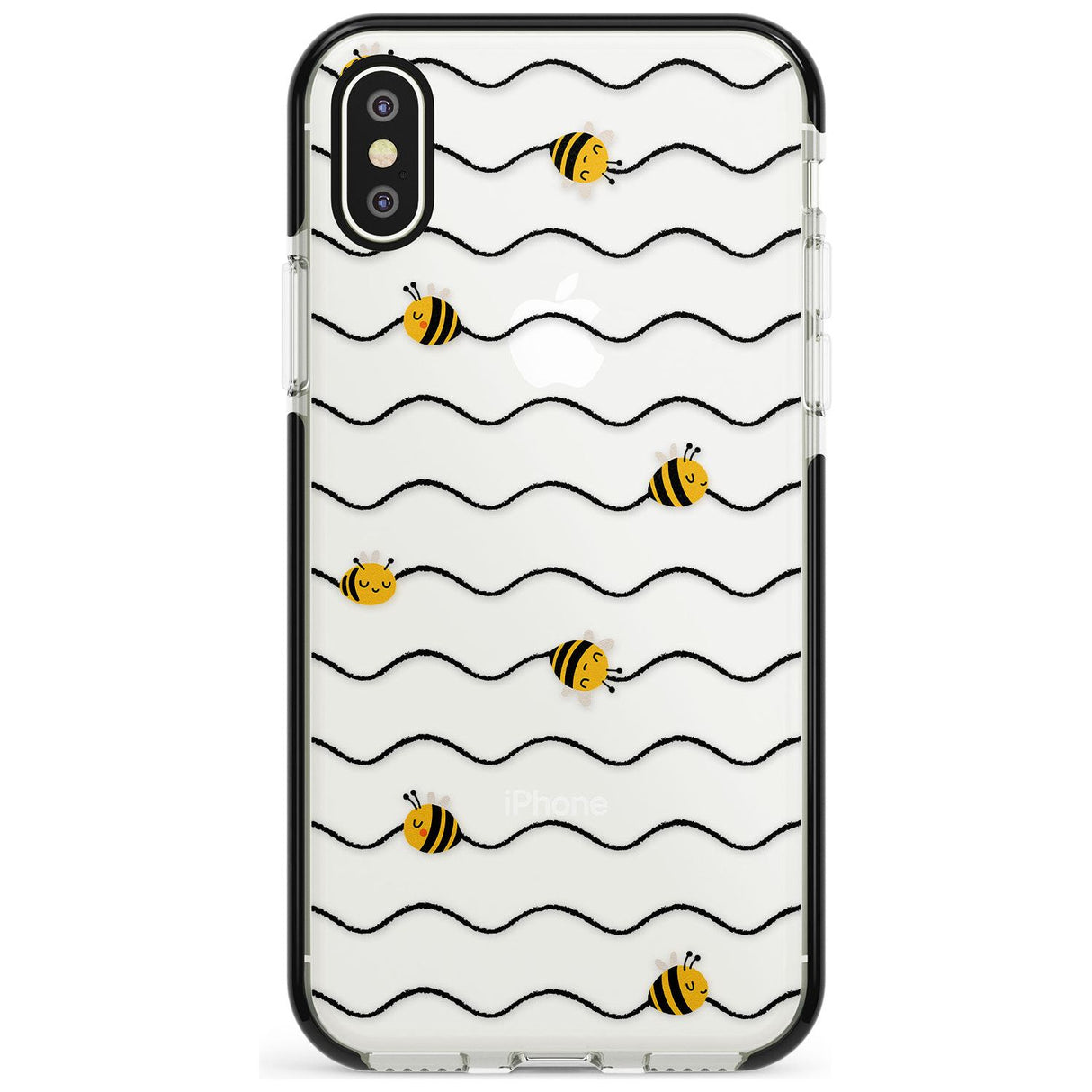 Sweet as Honey Patterns: Bees & Stripes (Clear) Black Impact Phone Case for iPhone X XS Max XR