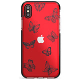 Grey Butterfly Line Pattern Black Impact Phone Case for iPhone X XS Max XR