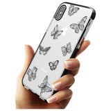 Grey Butterfly Line Pattern Black Impact Phone Case for iPhone X XS Max XR