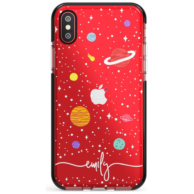 Custom Cute Cartoon Planets (Clear) Pink Fade Impact Phone Case for iPhone X XS Max XR