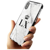 Personalised Initials with Crown on White Marble Black Impact Phone Case for iPhone X XS Max XR