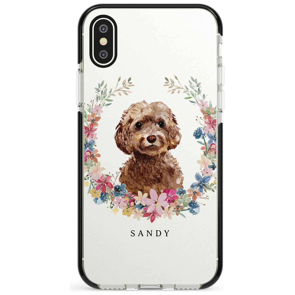 Brown Cockapoo - Watercolour Dog Portrait Black Impact Phone Case for iPhone X XS Max XR