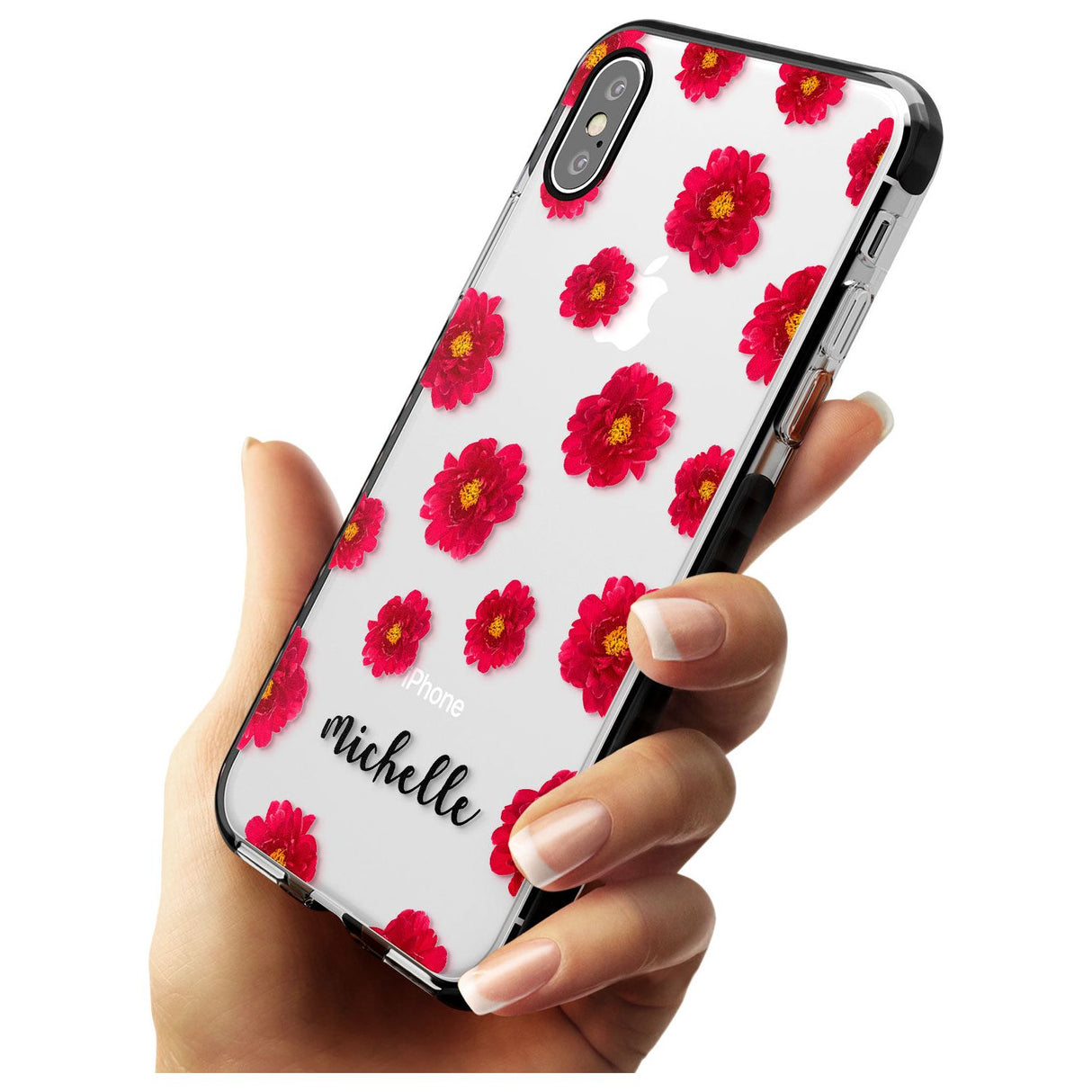 Red Peonies & Cursive iPhone Case   Custom Phone Case - Case Warehouse