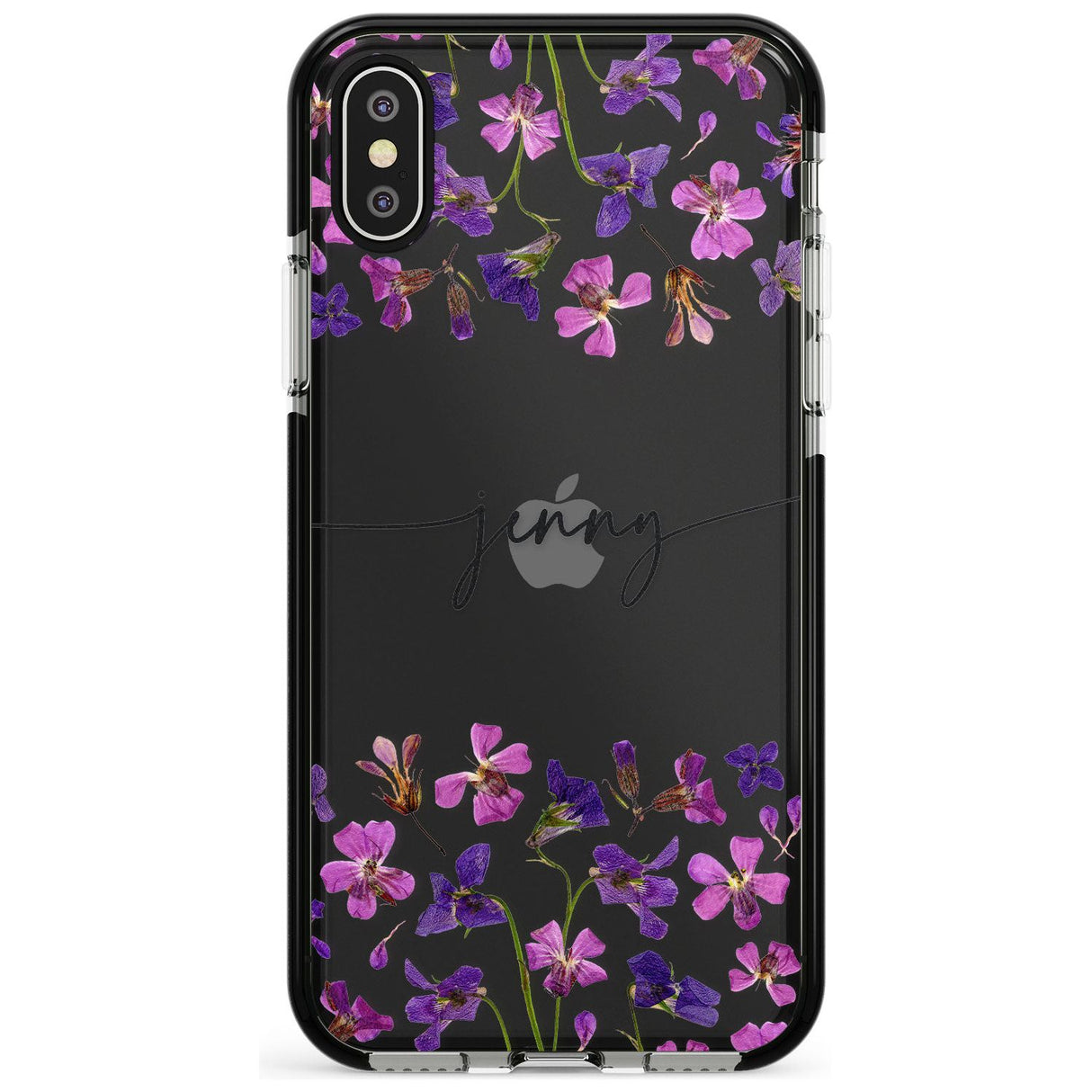 Custom Violet Flowers Pink Fade Impact Phone Case for iPhone X XS Max XR