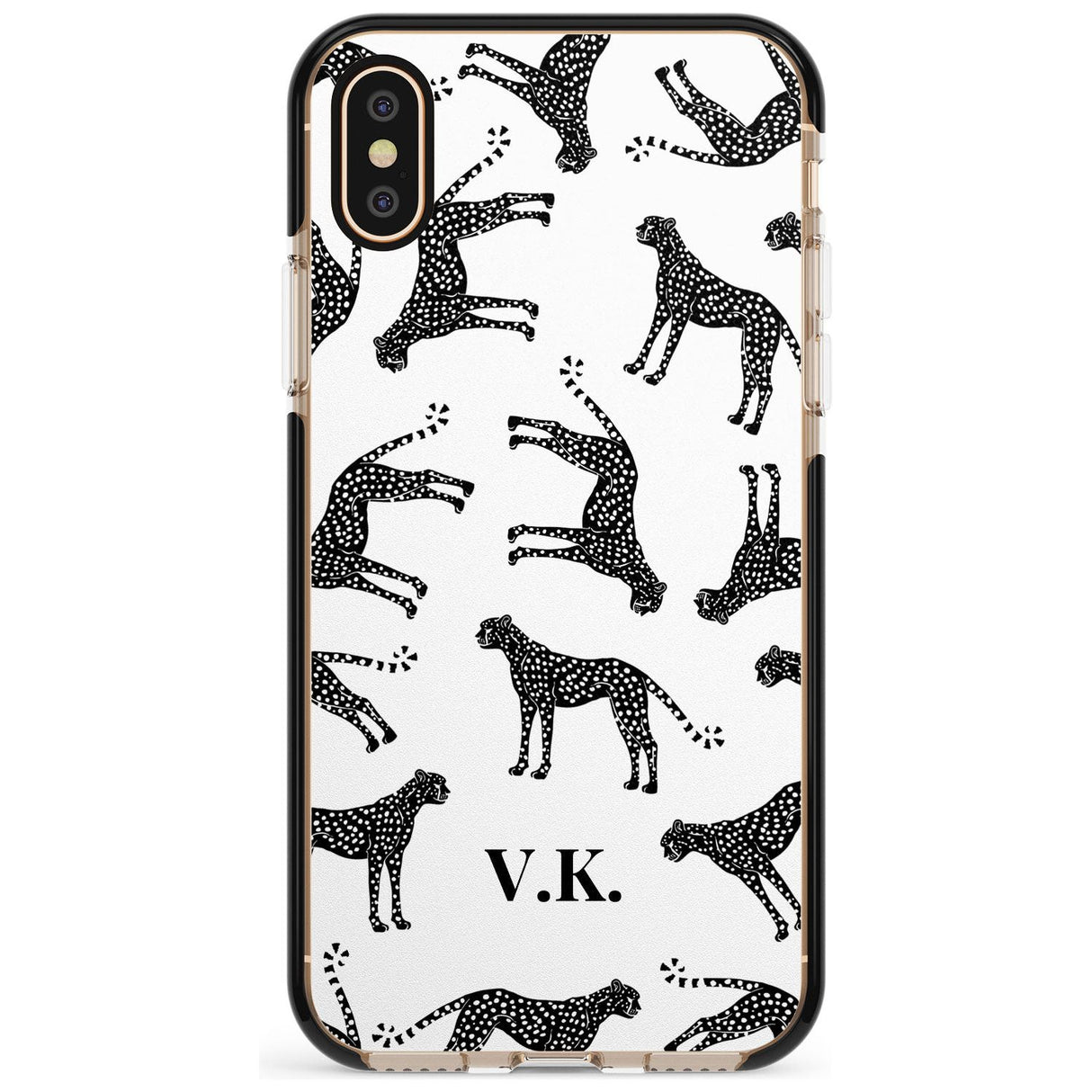 Personalised Cheetah Pattern: Black & White Pink Fade Impact Phone Case for iPhone X XS Max XR