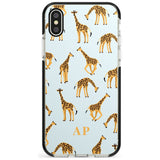 Safari Giraffe Pattern on Blue iPhone Case  Black Impact Custom Phone Case - Case Warehouse