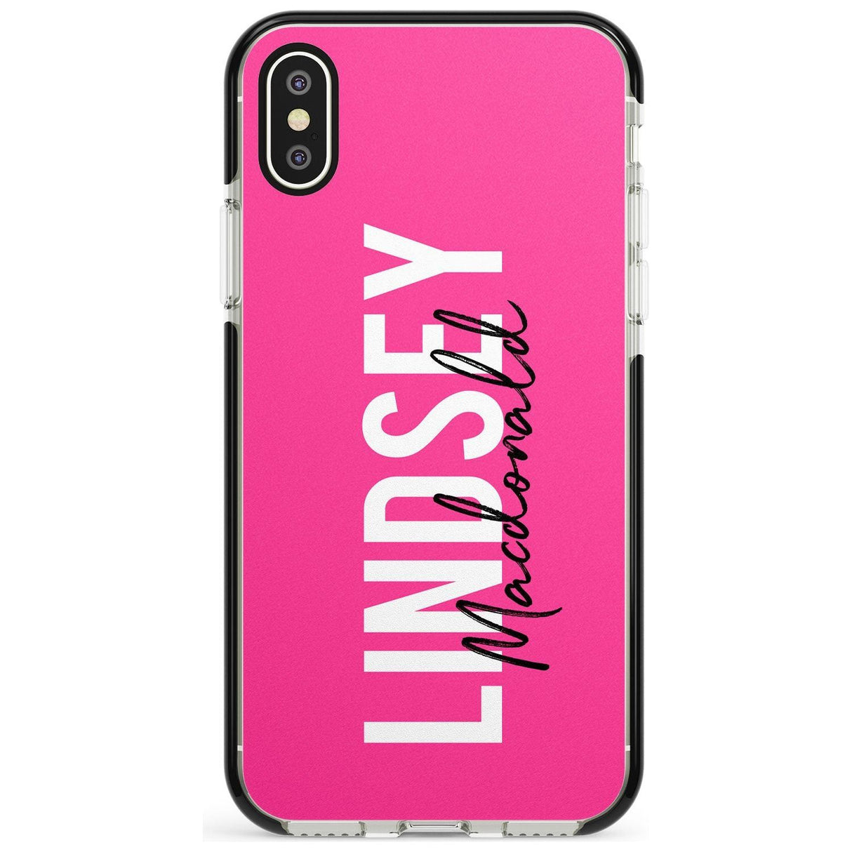 Bold Custom Name: Pink Black Impact Phone Case for iPhone X XS Max XR