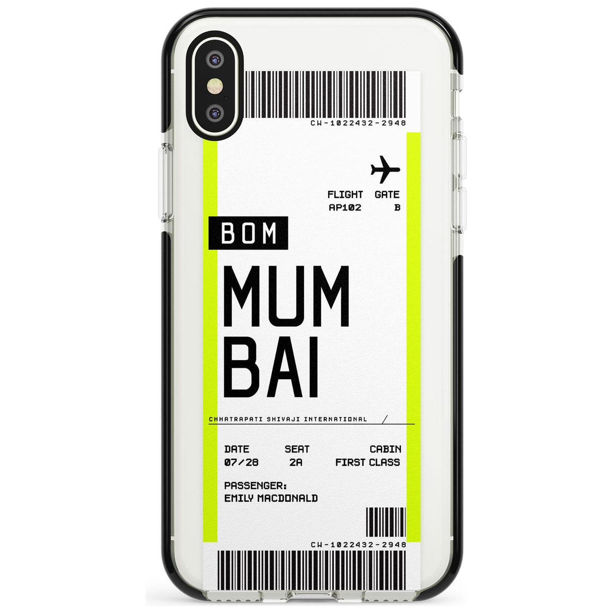 Mumbai Boarding Pass iPhone Case  Black Impact Custom Phone Case - Case Warehouse