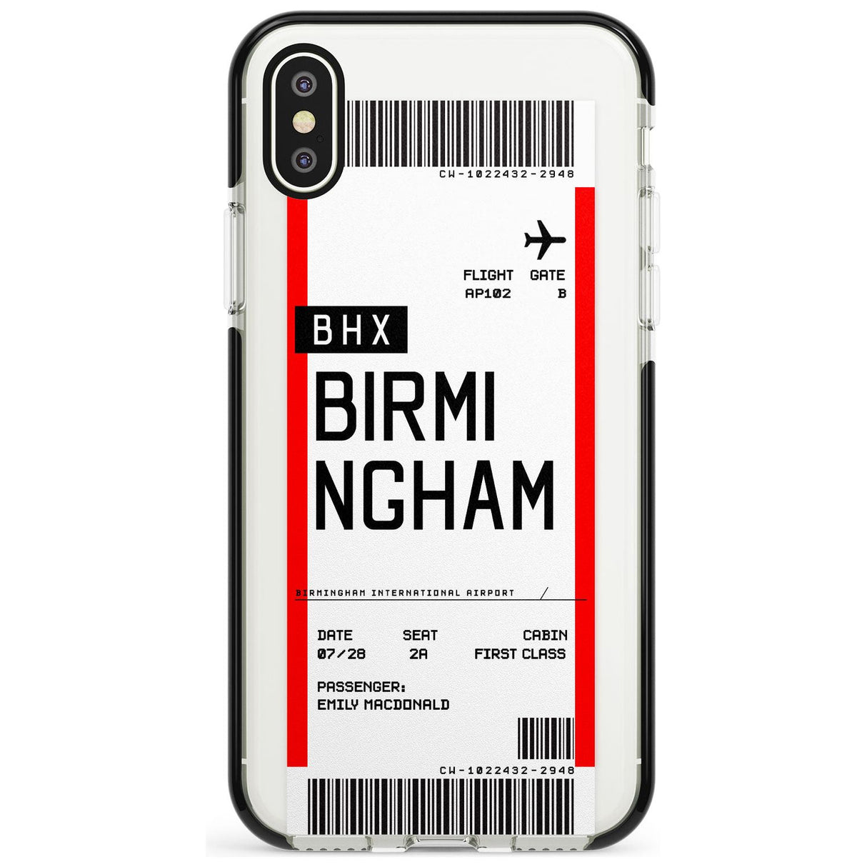 Birmingham Boarding Pass  Black Impact Custom Phone Case - Case Warehouse