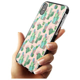 Pink Cactus Pattern Design Black Impact Phone Case for iPhone X XS Max XR