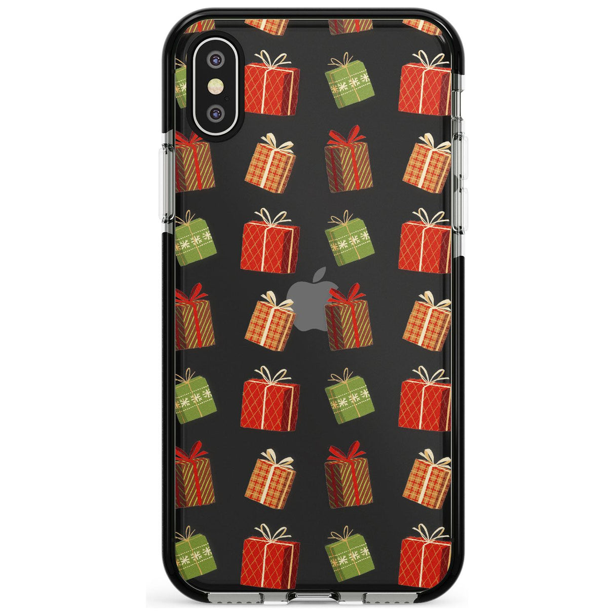 Christmas Presents Pattern Black Impact Phone Case for iPhone X XS Max XR