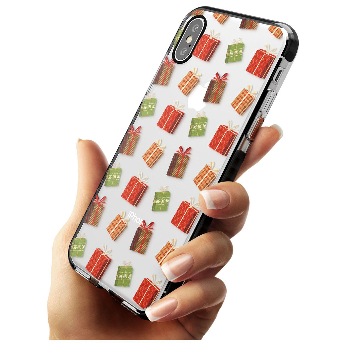 Christmas Presents Pattern Black Impact Phone Case for iPhone X XS Max XR