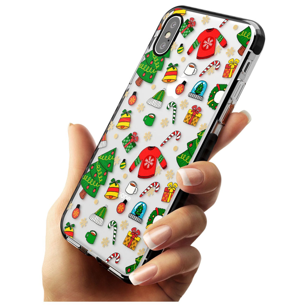 Christmas Mixture Pattern Black Impact Phone Case for iPhone X XS Max XR