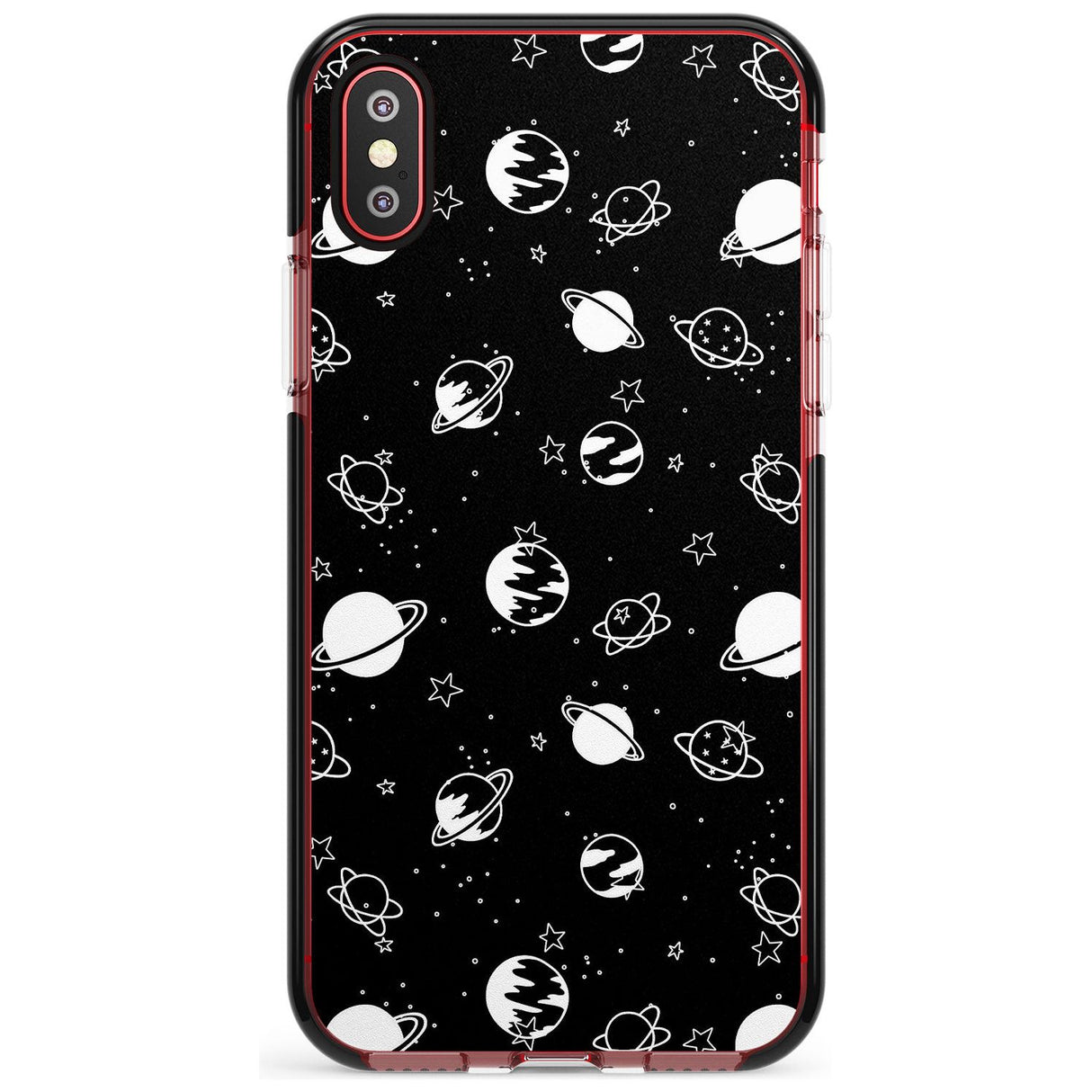 White Planets on Black Pink Fade Impact Phone Case for iPhone X XS Max XR