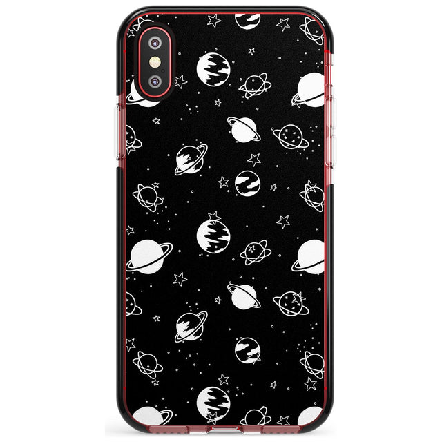 White Planets on Black Pink Fade Impact Phone Case for iPhone X XS Max XR