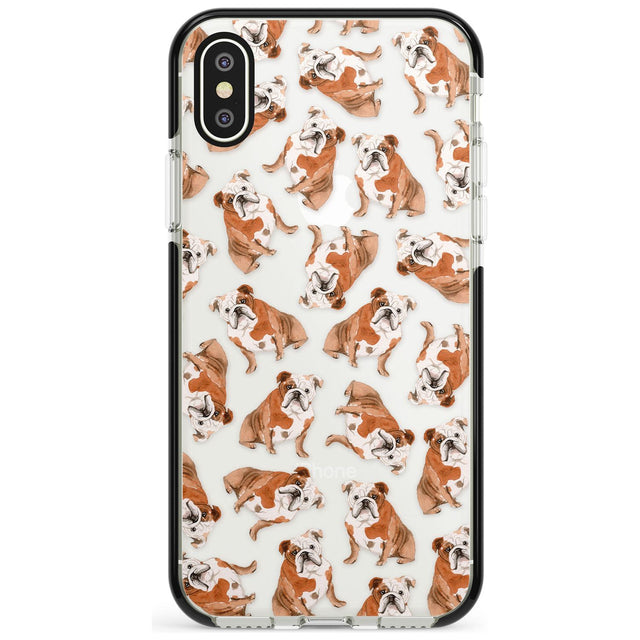 English Bulldog Watercolour Dog Pattern Phone Case iPhone X / iPhone XS / Black Impact Case,iPhone XR / Black Impact Case,iPhone XS MAX / Black Impact Case Blanc Space