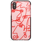 Continuous Line Faces: Red on Pink Pink Fade Impact Phone Case for iPhone X XS Max XR