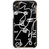 Continuous Line Faces: White on Black Pink Fade Impact Phone Case for iPhone X XS Max XR