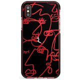 Continuous Line Faces: Clear on Black Pink Fade Impact Phone Case for iPhone X XS Max XR