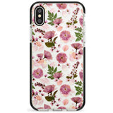 Floral Menagerie Transparent Design Black Impact Phone Case for iPhone X XS Max XR