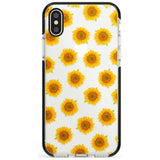 Sunflowers Transparent Pattern Black Impact Phone Case for iPhone X XS Max XR