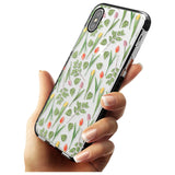 Spring Tulips Transparent Floral Black Impact Phone Case for iPhone X XS Max XR