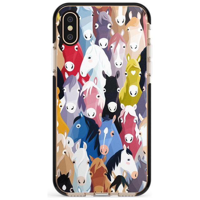 Colourful Horse Pattern Black Impact Phone Case for iPhone X XS Max XR