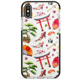 Mixed Japanese Watercolour Pattern iPhone Case  Black Impact Phone Case - Case Warehouse