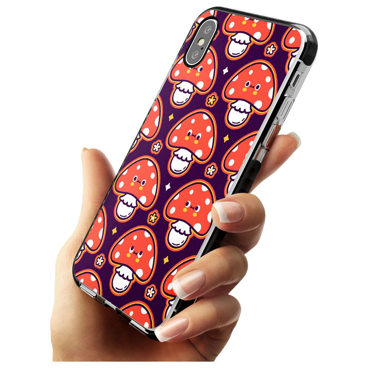 Mushroom Kawaii Pattern Black Impact Phone Case for iPhone X XS Max XR